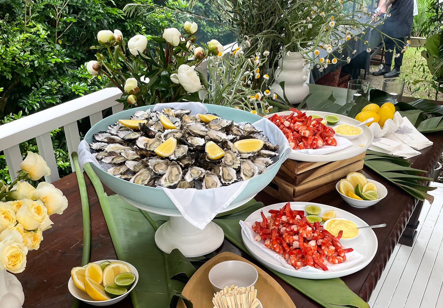 chapa food station seafood oysters summer flowers